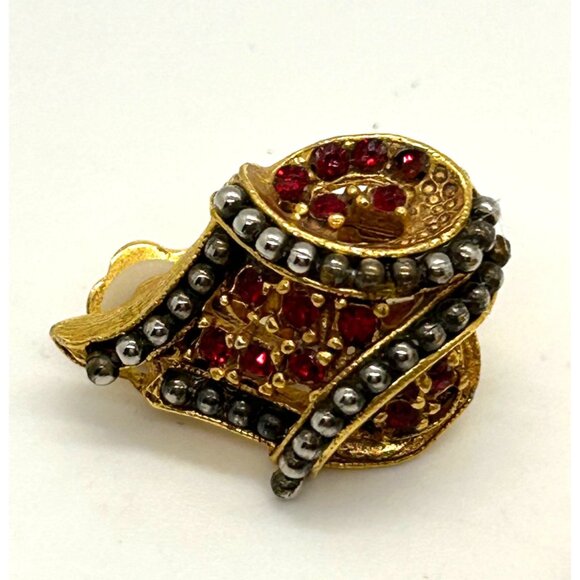 Vintage Gold-Tone Rhinestone Heart Brooch Matching Clip-On Earrings Robert Rose - Picture 11 of 16